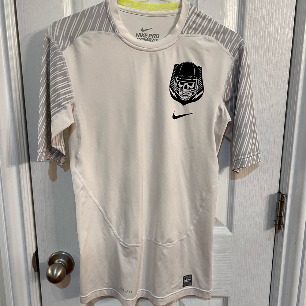 Nike Pro Combat Compression Men’s White and Gray Graphic Tee